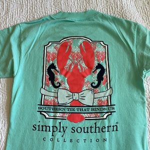 Simply Southern mint green lobster beach theme Tee